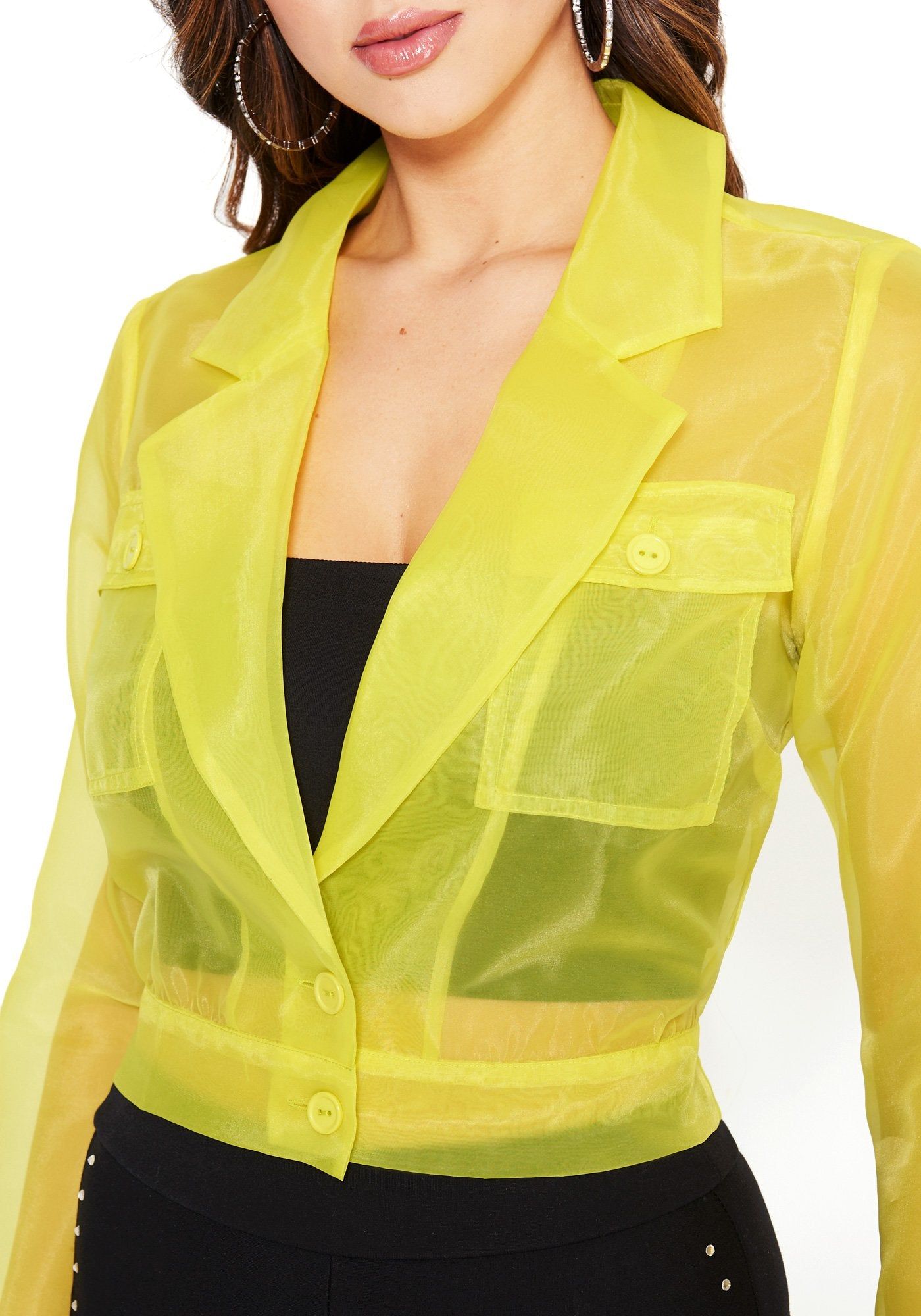 Organza Button Up Crop Jacket sold by Bebe product image thumbnail 4