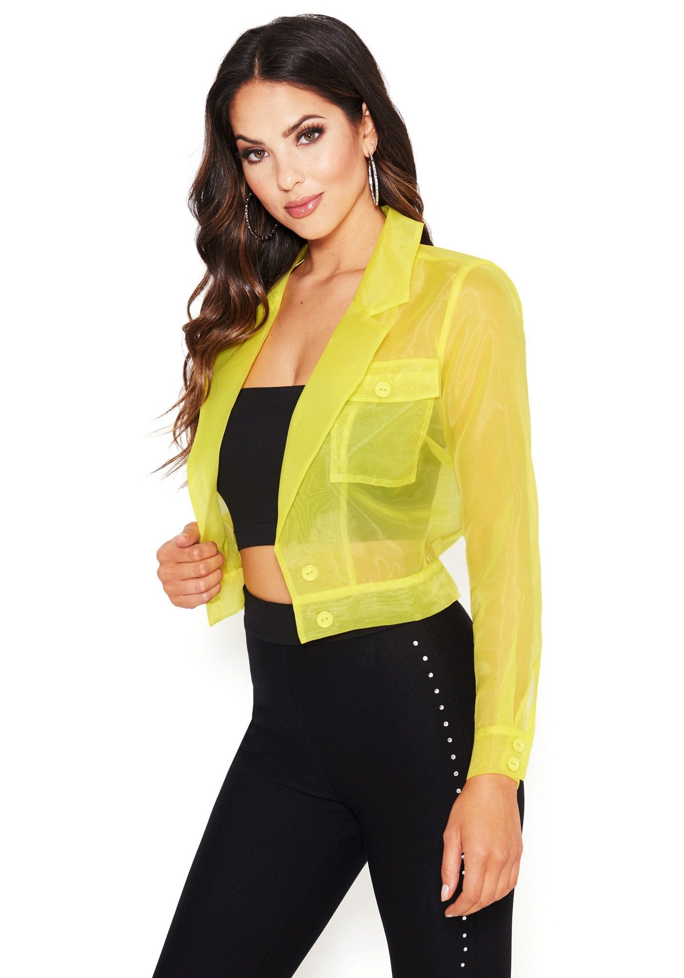 Organza Button Up Crop Jacket sold by Bebe product image thumbnail 2
