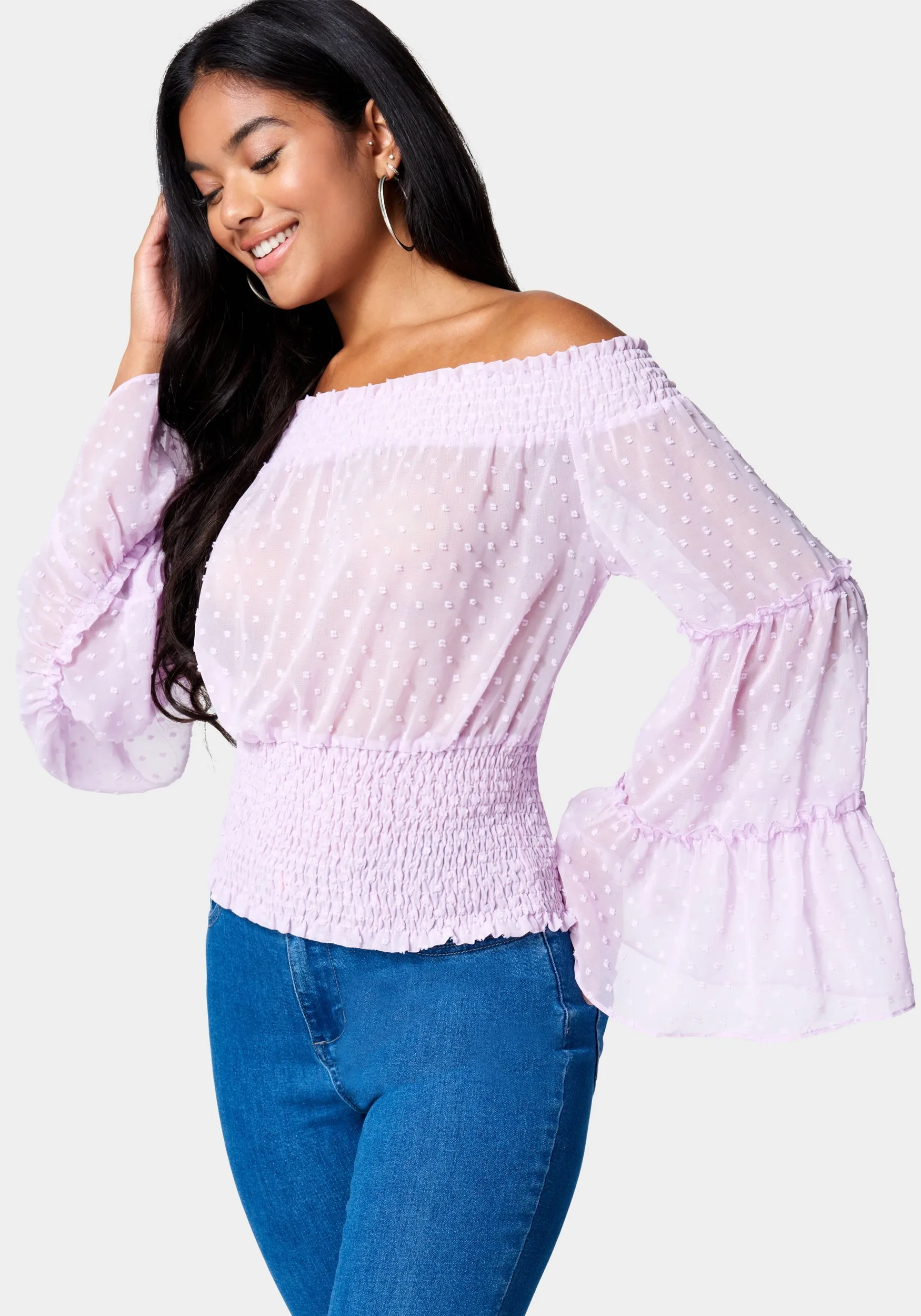 Swiss Dot Bell Sleeve Blouse sold by Bebe product image thumbnail 2