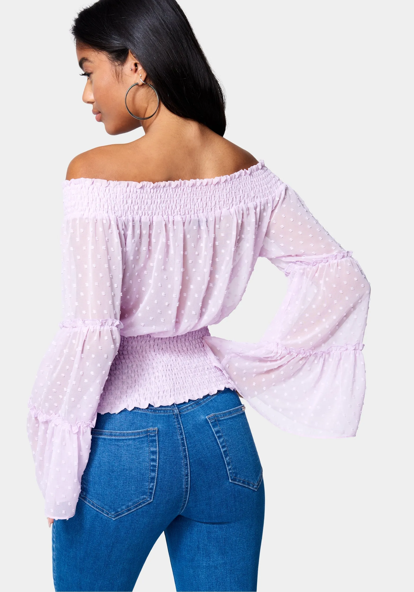 Swiss Dot Bell Sleeve Blouse sold by Bebe product image thumbnail 3