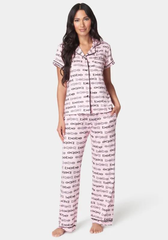 Printed Notch Collar Pant Set sold by Bebe