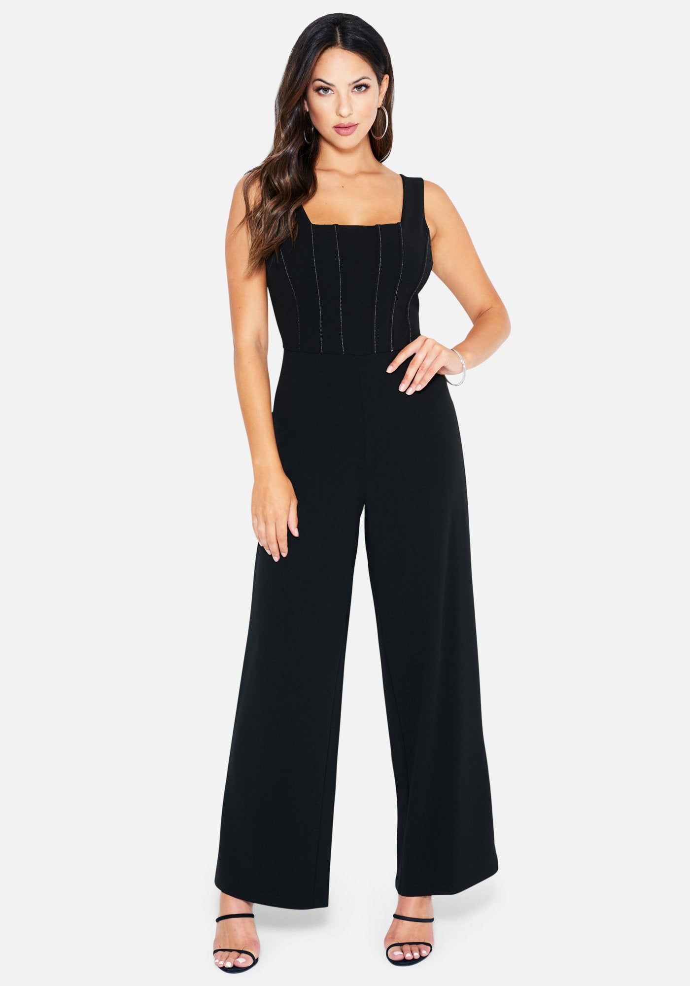 Plunging Ruffle Back Jumpsuit sold by Bebe