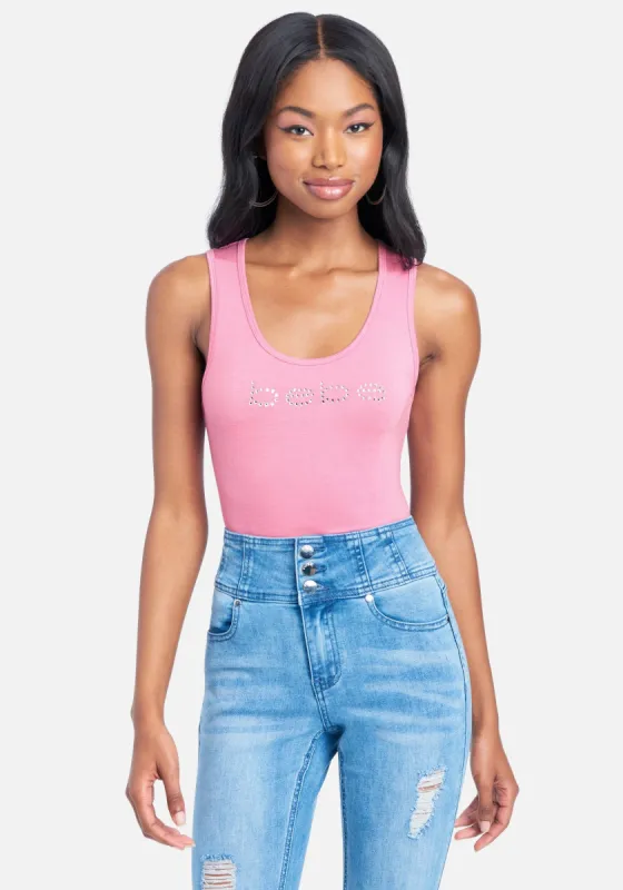 Crystal Logo Jersey Tank Top sold by Bebe