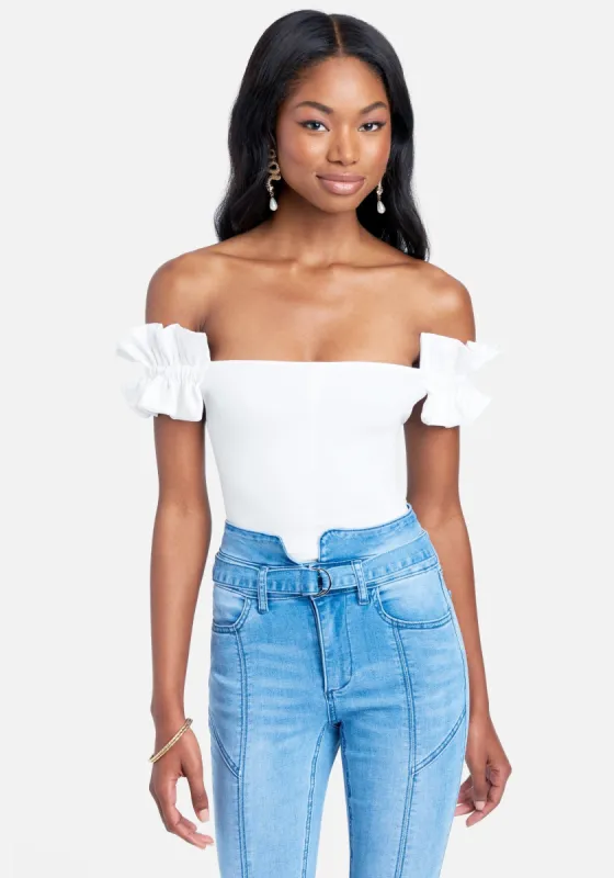 Off Shoulder Ruched Sleeves sold by Bebe