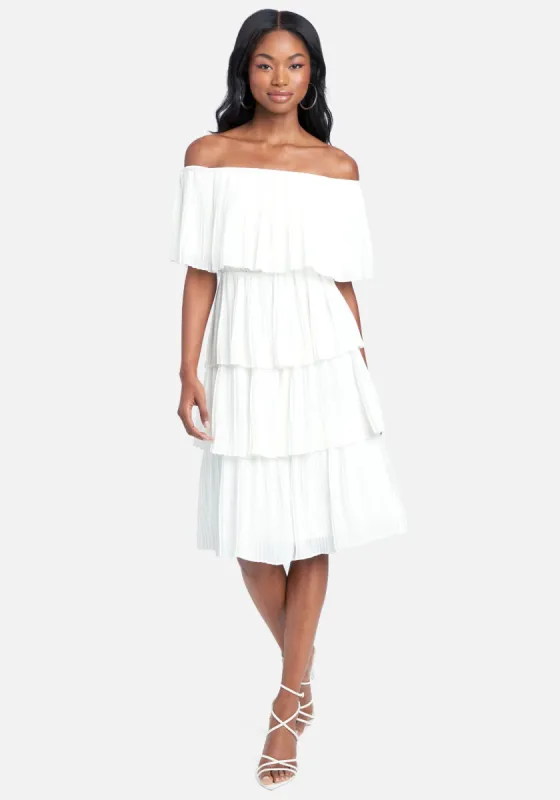 Tiered Off Shoulder Midi Dress sold by Bebe