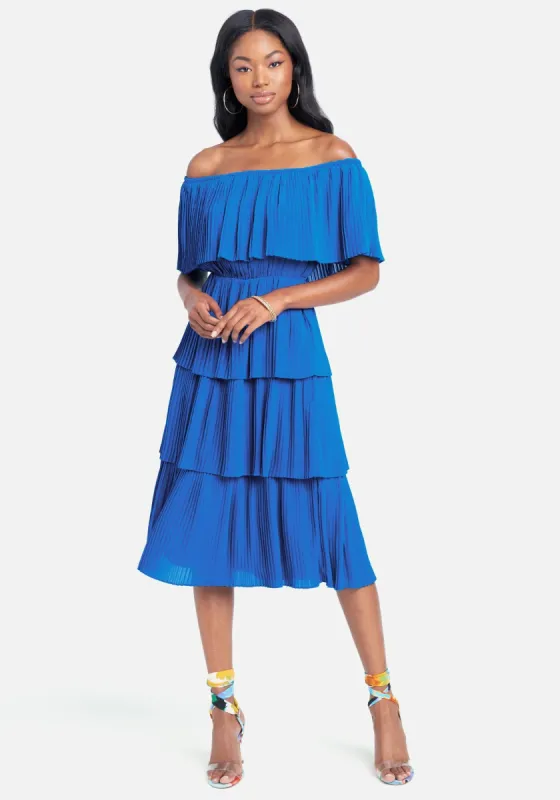 Tiered Off Shoulder Midi Dress sold by Bebe