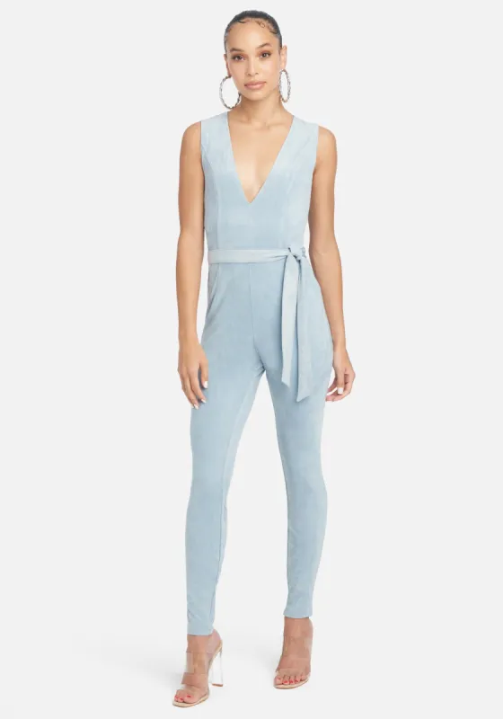 Faux Suede Jumpsuit sold by Bebe