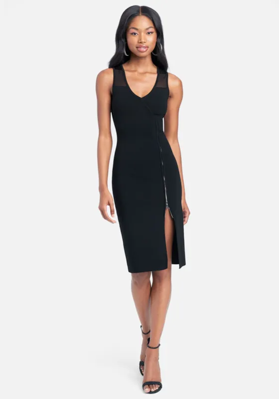 Cross Over Zipper Detail Midi Dress sold by Bebe