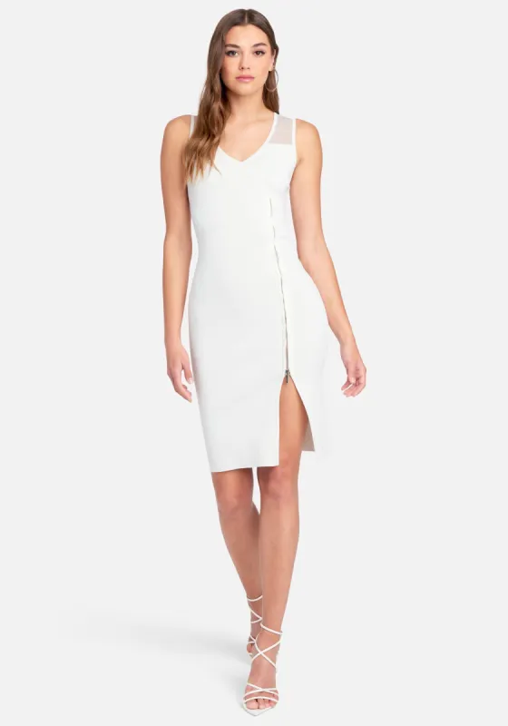 Cross Over Zipper Detail Midi Dress sold by Bebe