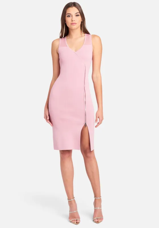 Cross Over Zipper Detail Midi Dress sold by Bebe