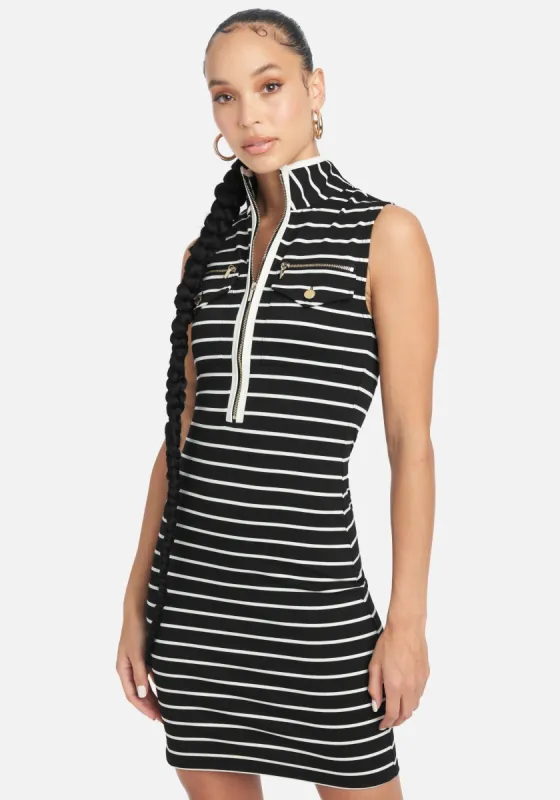 Striped Mock Neck Dress sold by Bebe