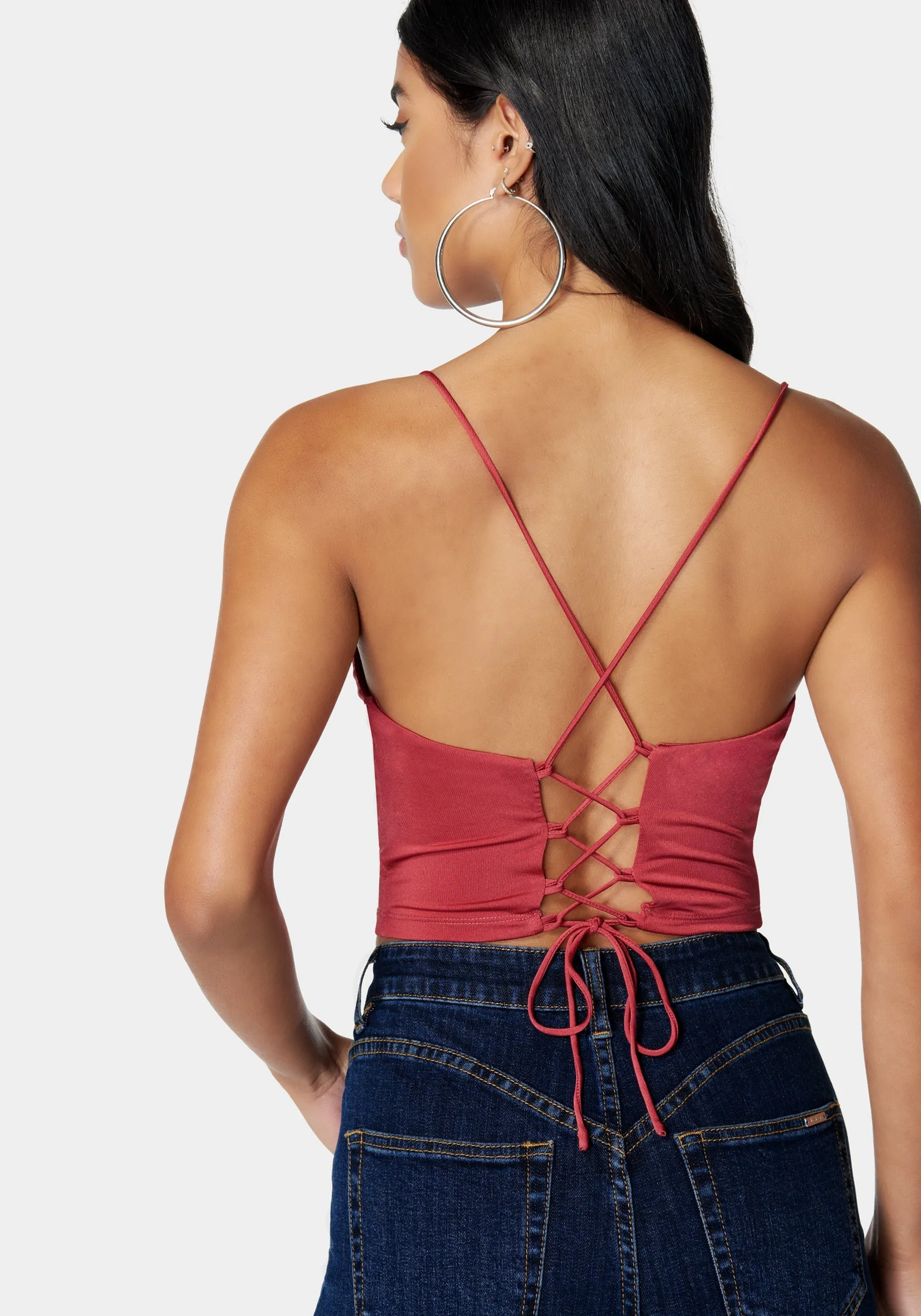 Drape Neck Criss Cross Back Top sold by Bebe product image thumbnail 3