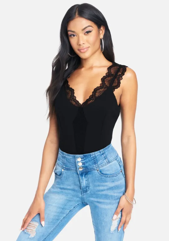 Knit & Lace Bodysuit sold by Bebe