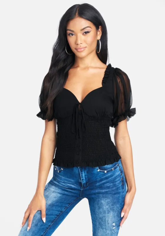 Corset Smocking Waist Top sold by Bebe