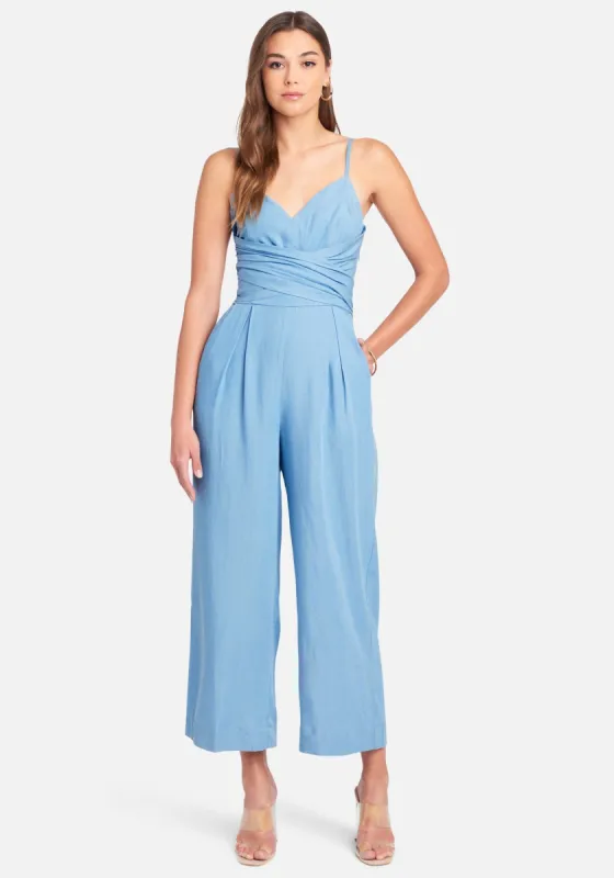 Wrap Waist Chambray Culotte Jumpsuit sold by Bebe