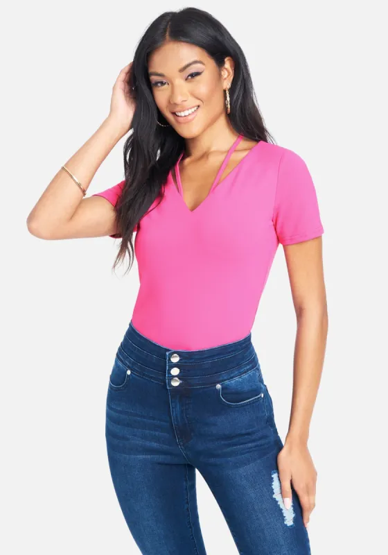Cutout Plunging V-Neck Top sold by Bebe