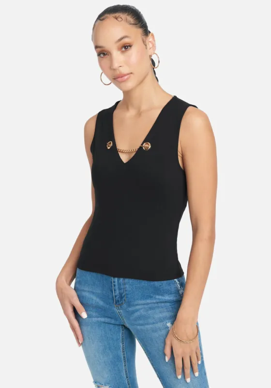 Grommet Detail Knit Top sold by Bebe