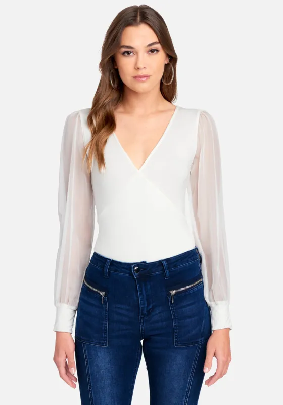 Chiffon Sleeve Wrap Top sold by Bebe