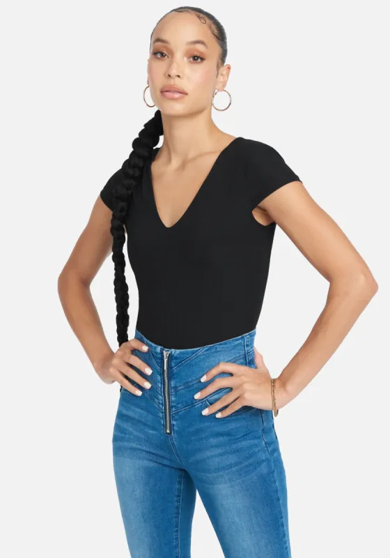 Cap Sleeve Shoulder Pad Rib Bodysuit sold by Bebe
