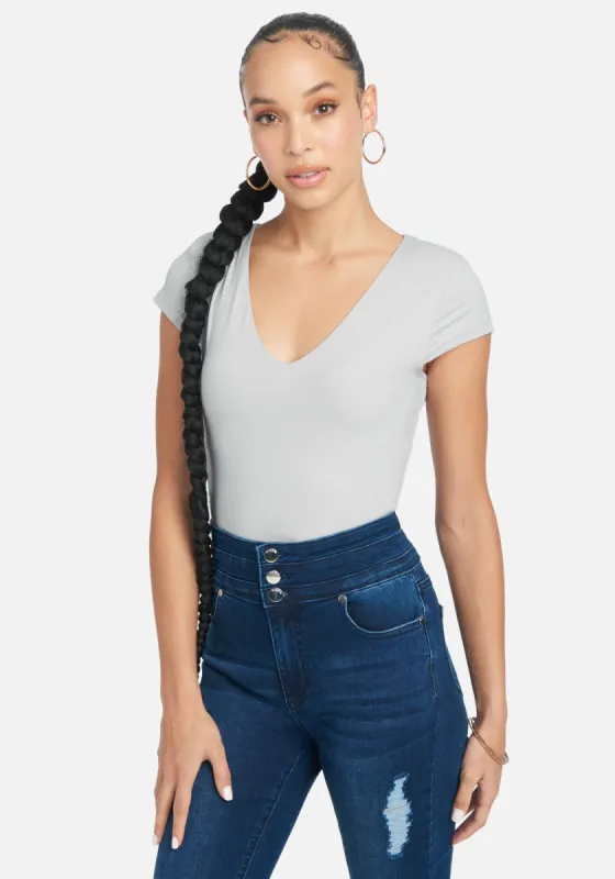 Cap Sleeve Shoulder Pad Rib Bodysuit sold by Bebe