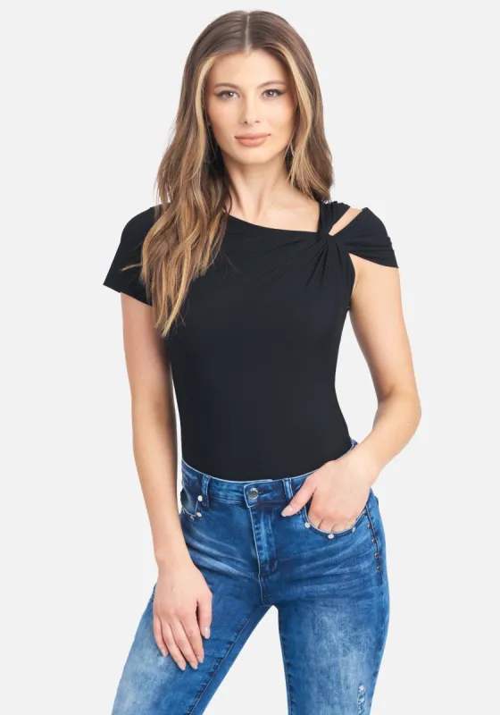 Asymmetrical Tie Detail Knit Top sold by Bebe