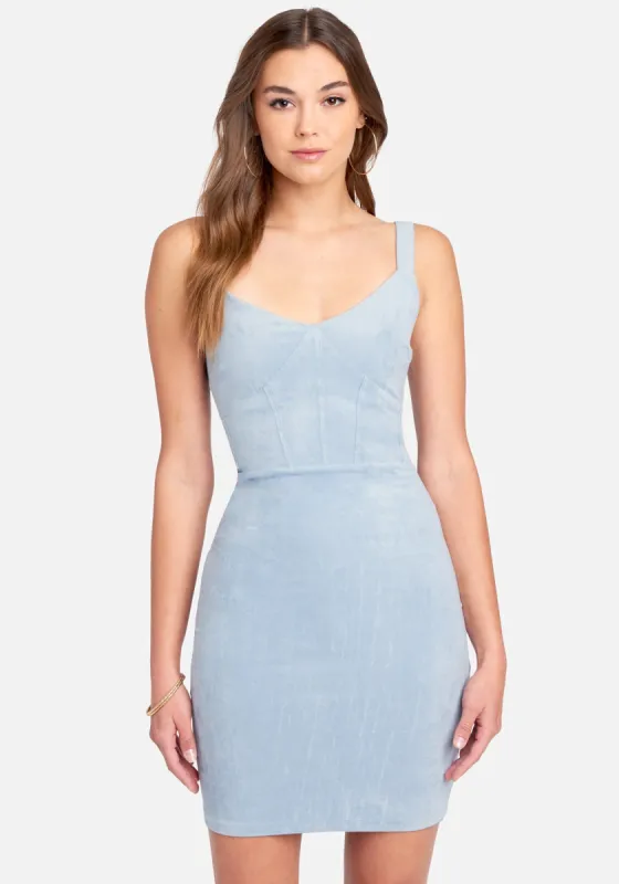 Corset Detail Suede Midi Dress sold by Bebe