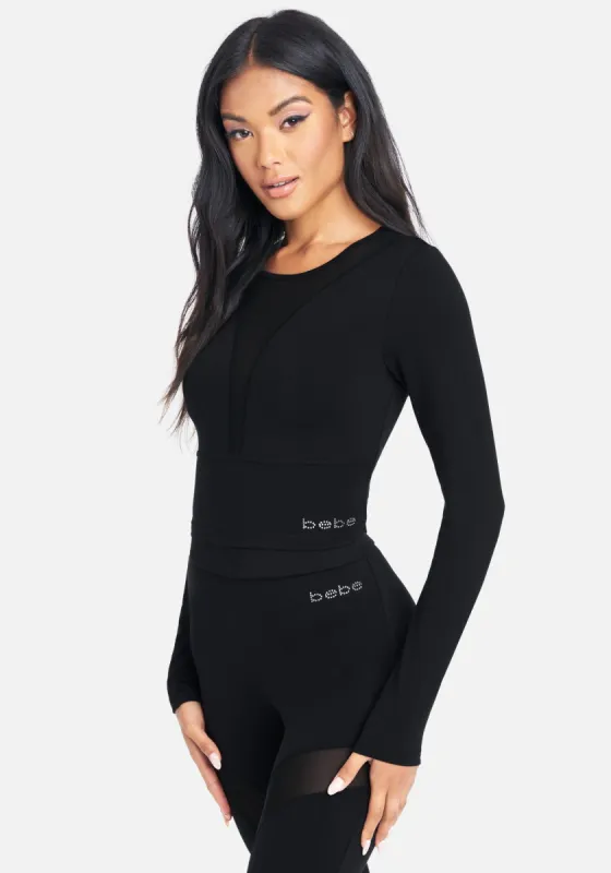 Bebe Logo Mesh Detail Top sold by Bebe