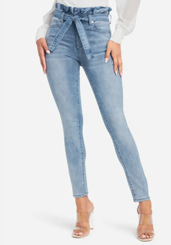 Ruffle High Waist Front Tie Jeans made by TC