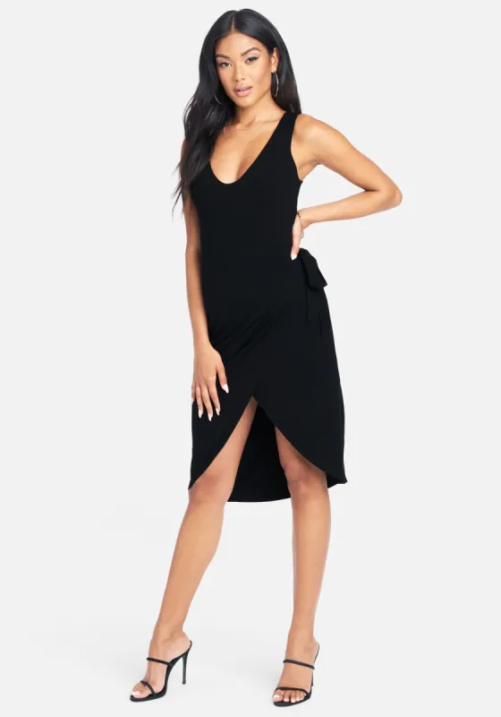 Sleeveless Waist Wrap Tie Midi Dress sold by Bebe