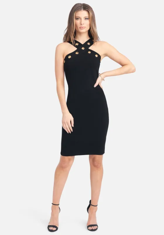 Grommet Halter Sweater Knit Dress sold by Bebe