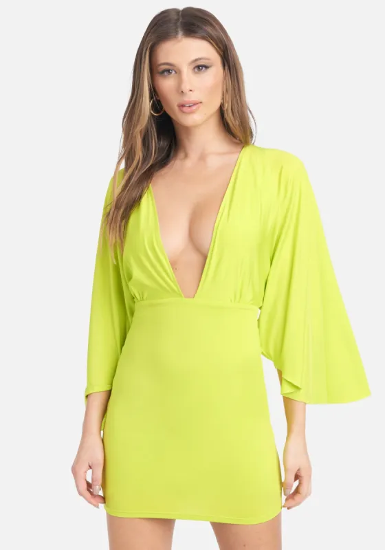 Plunge Wing Mini Dress sold by Bebe