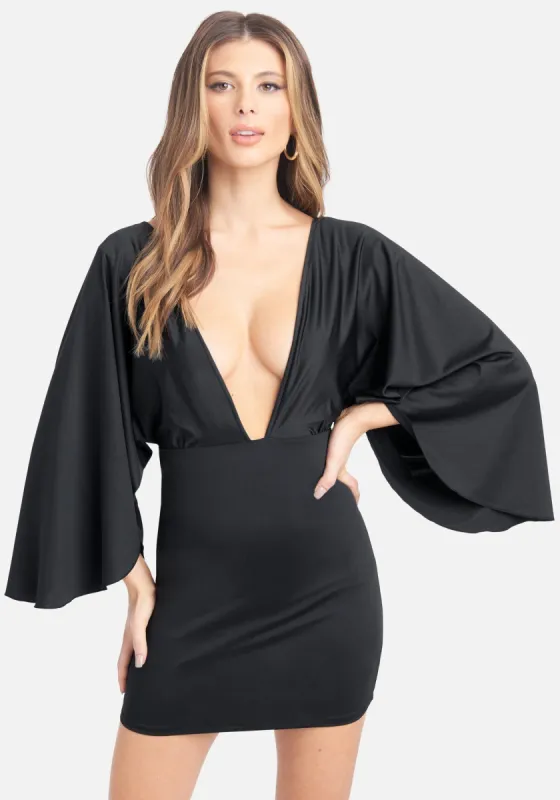 Plunge Wing Mini Dress sold by Bebe