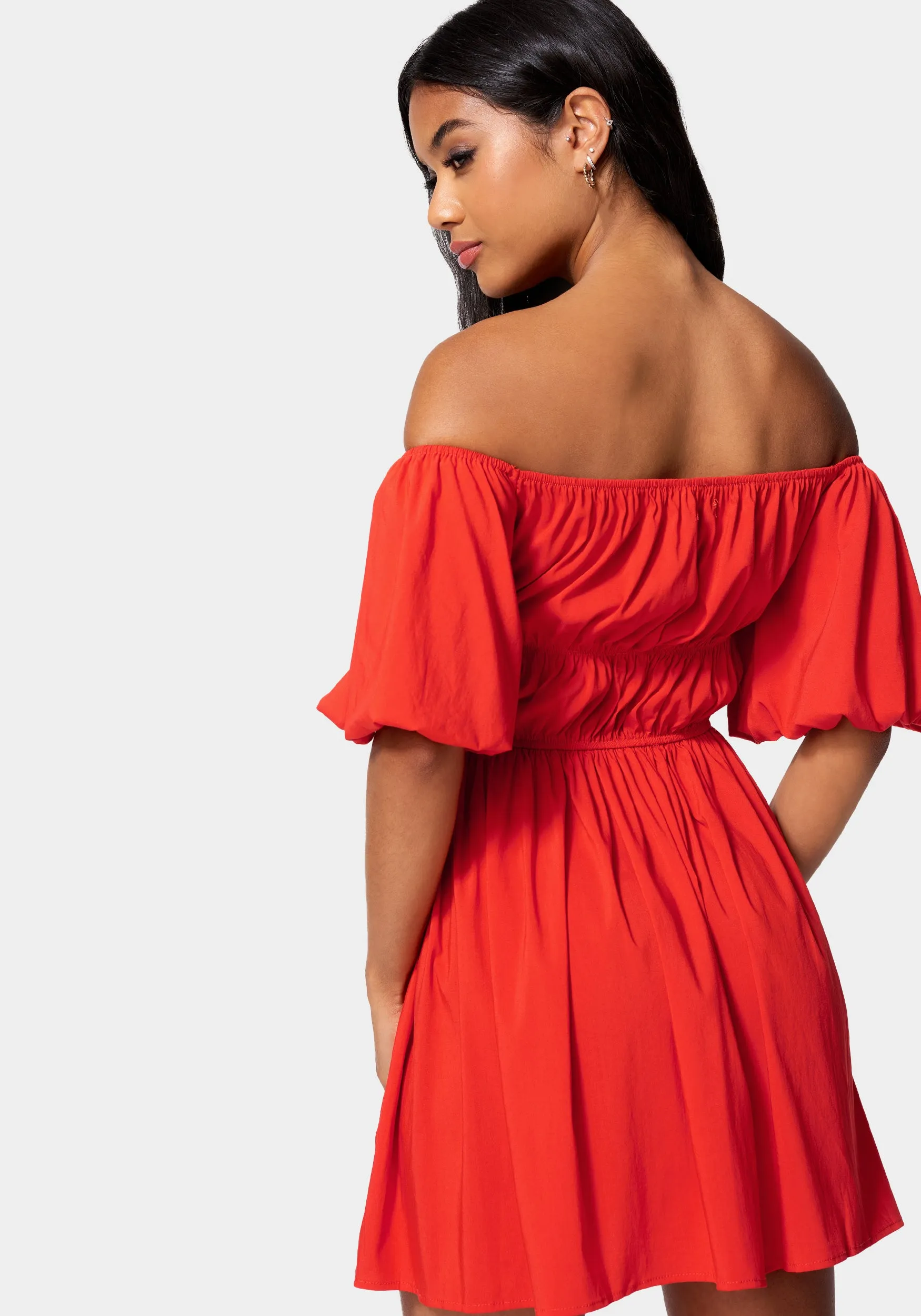 Puff Sleeve Tiered Poplin Flare sold by Bebe product image thumbnail 3
