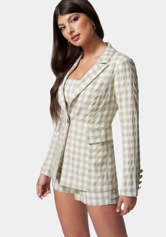 Gingham One Button Tailored Jacket sold by Bebe