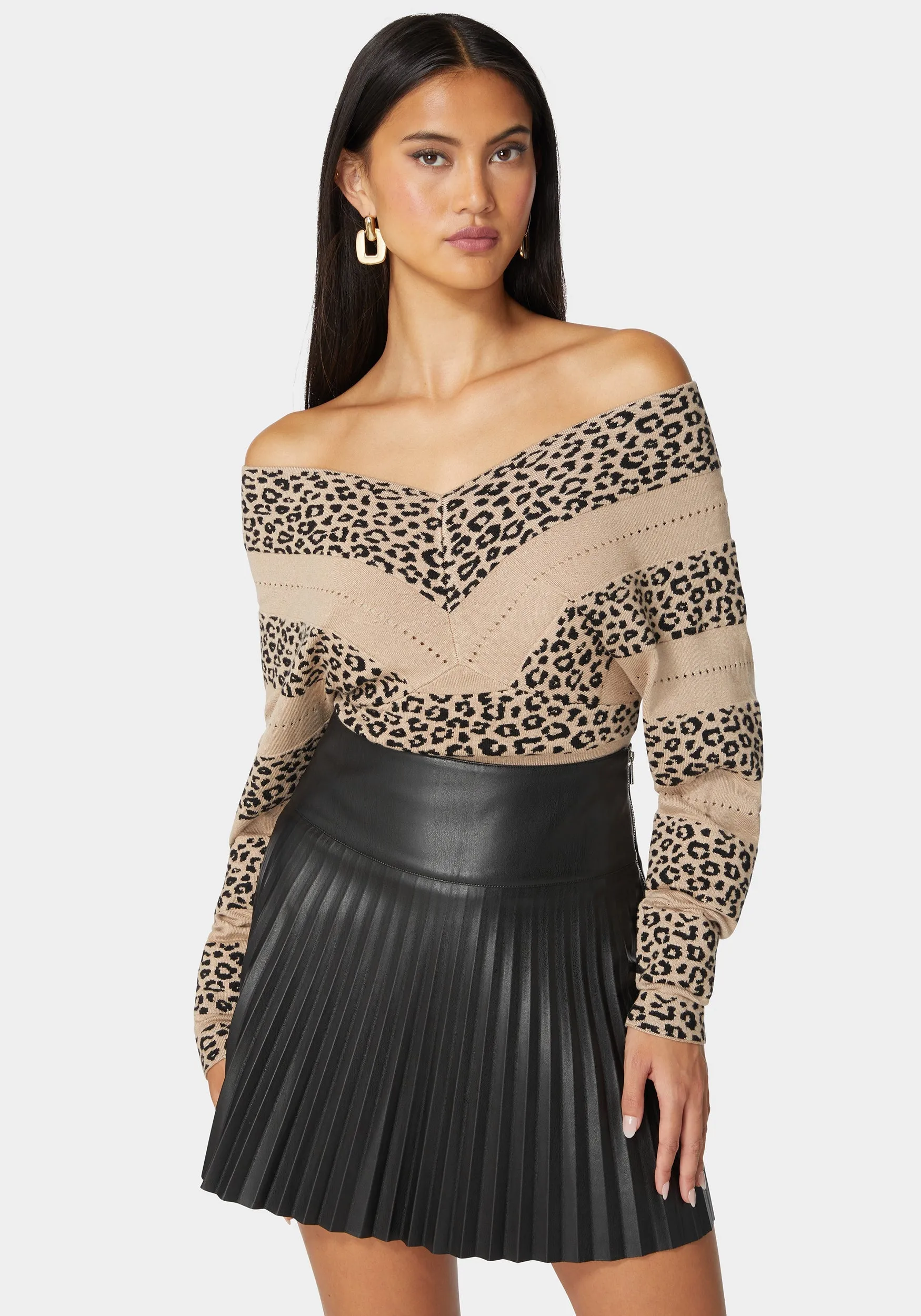 V Neck Dolman Sleeve Jacquard Knit Sweater sold by Bebe