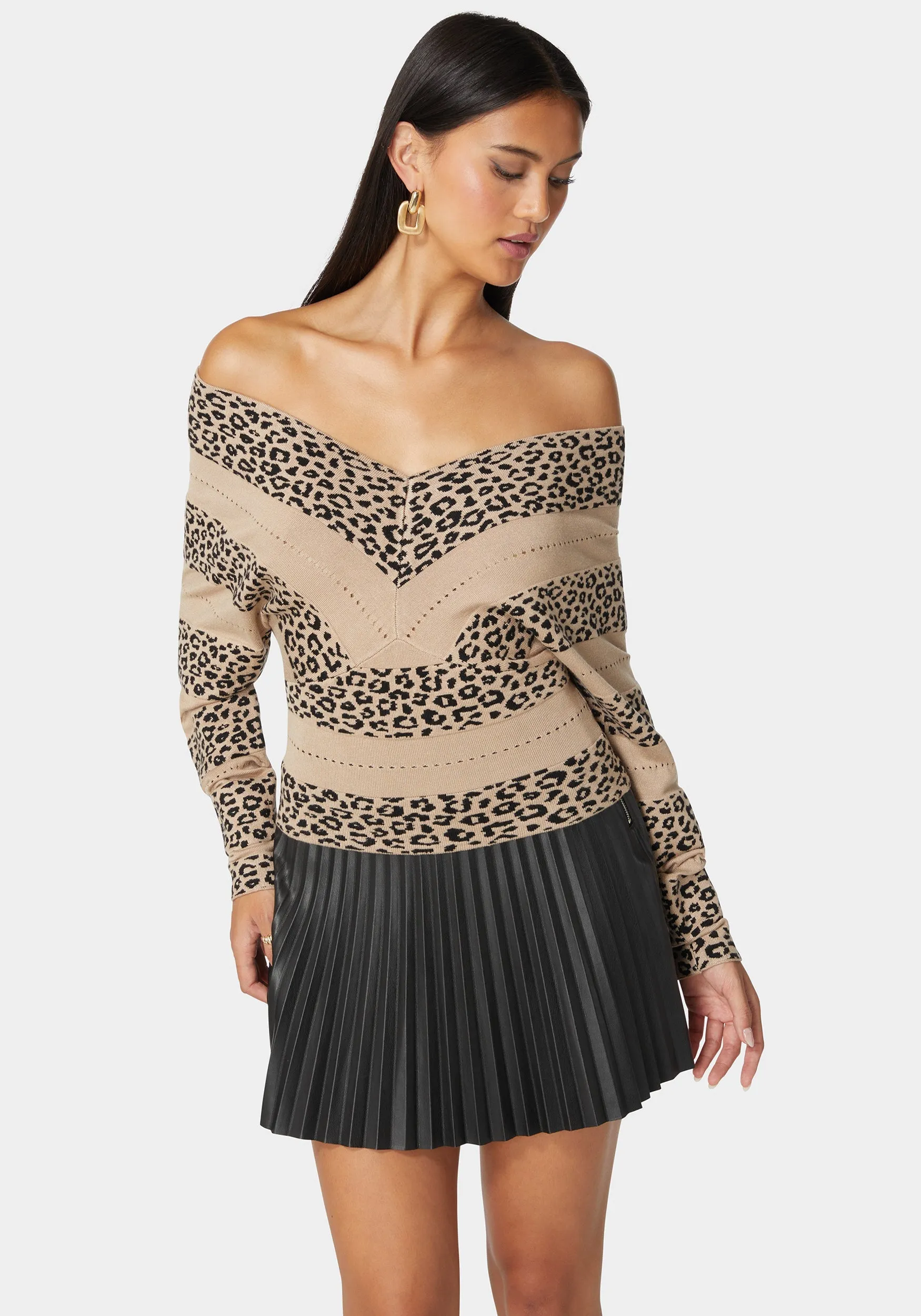 V Neck Dolman Sleeve Jacquard Knit Sweater sold by Bebe product image thumbnail 2