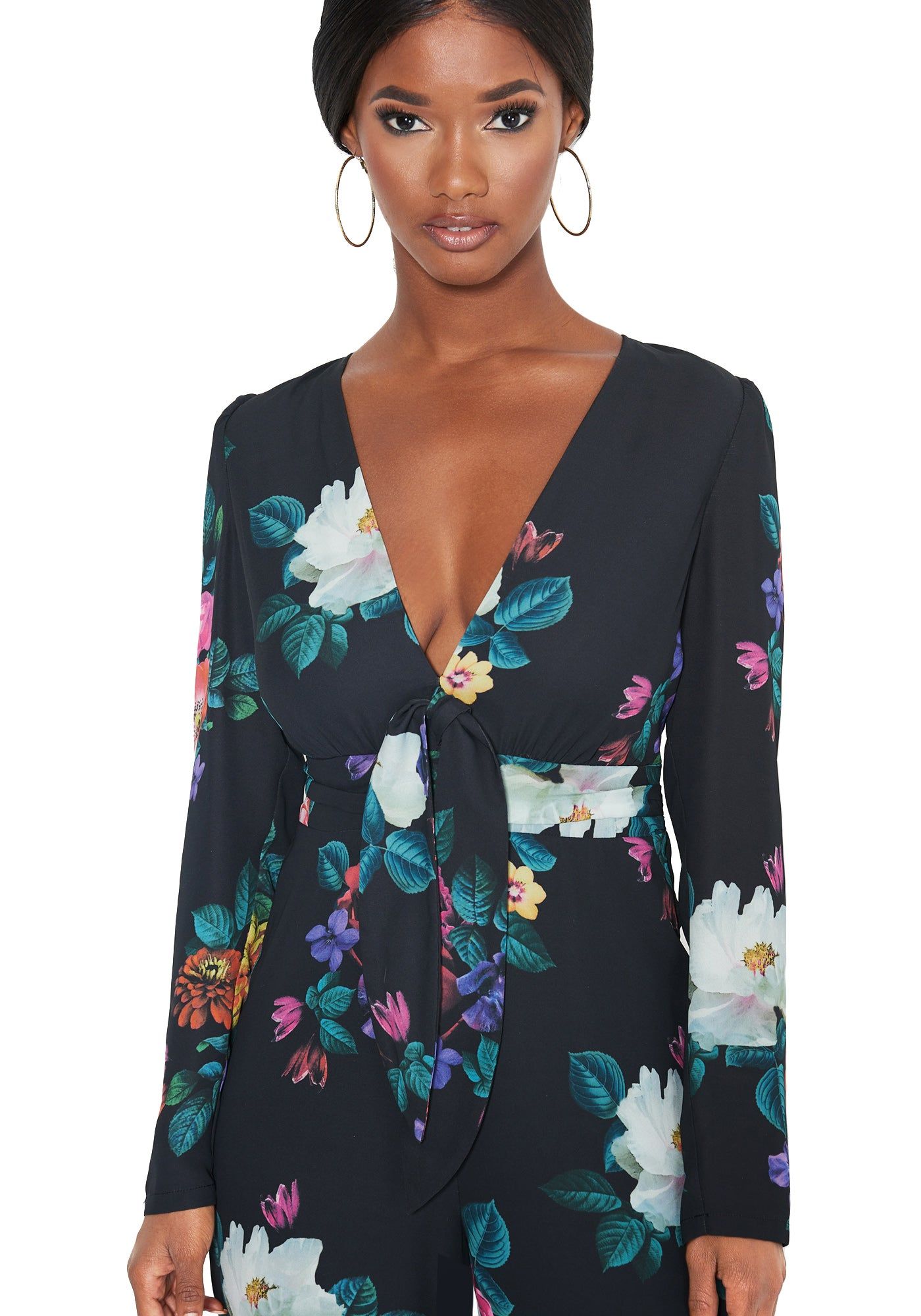 Print Tie Waist Jumpsuit sold by Bebe product image thumbnail 4