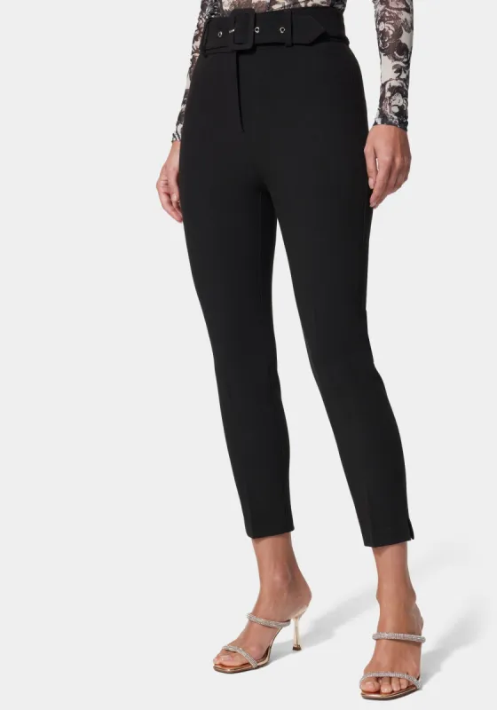 High Waist Slim Leg Belted Pant sold by Bebe