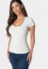 Bebe Logo Short Sleeve Round Neck Rib Top sold by Bebe