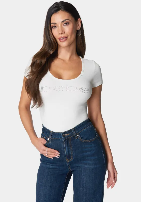 Bebe Logo Short Sleeve Round Neck Rib Top sold by Bebe
