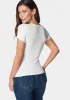 Bebe Logo Short Sleeve Round Neck Rib Top sold by Bebe