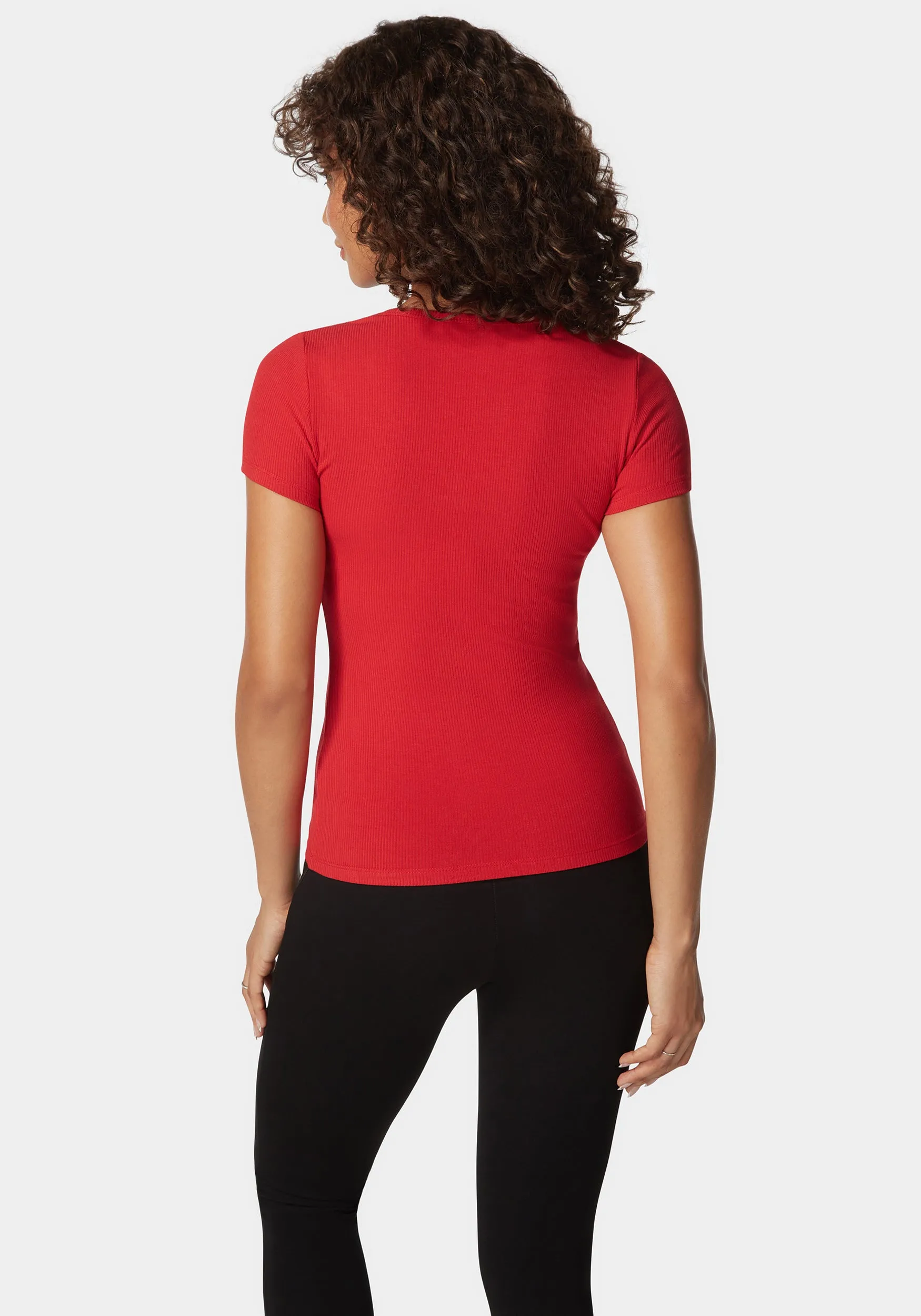 Bebe Logo Short Sleeve Scoop Neck Single Stone Rib Top sold by Bebe product image thumbnail 3