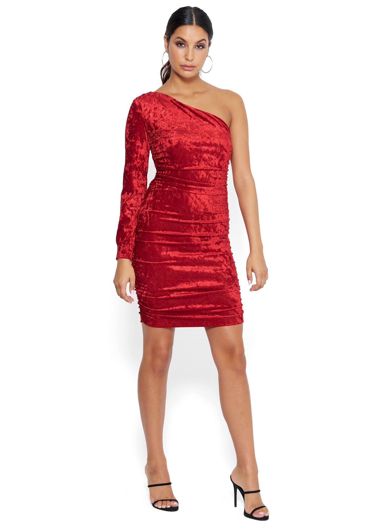 Velvet One Shoulder Dress sold by Bebe