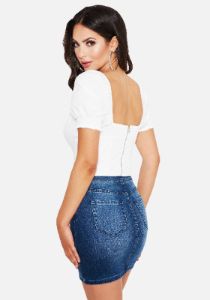Lace Up Front Poplin Crop Top sold by Bebe