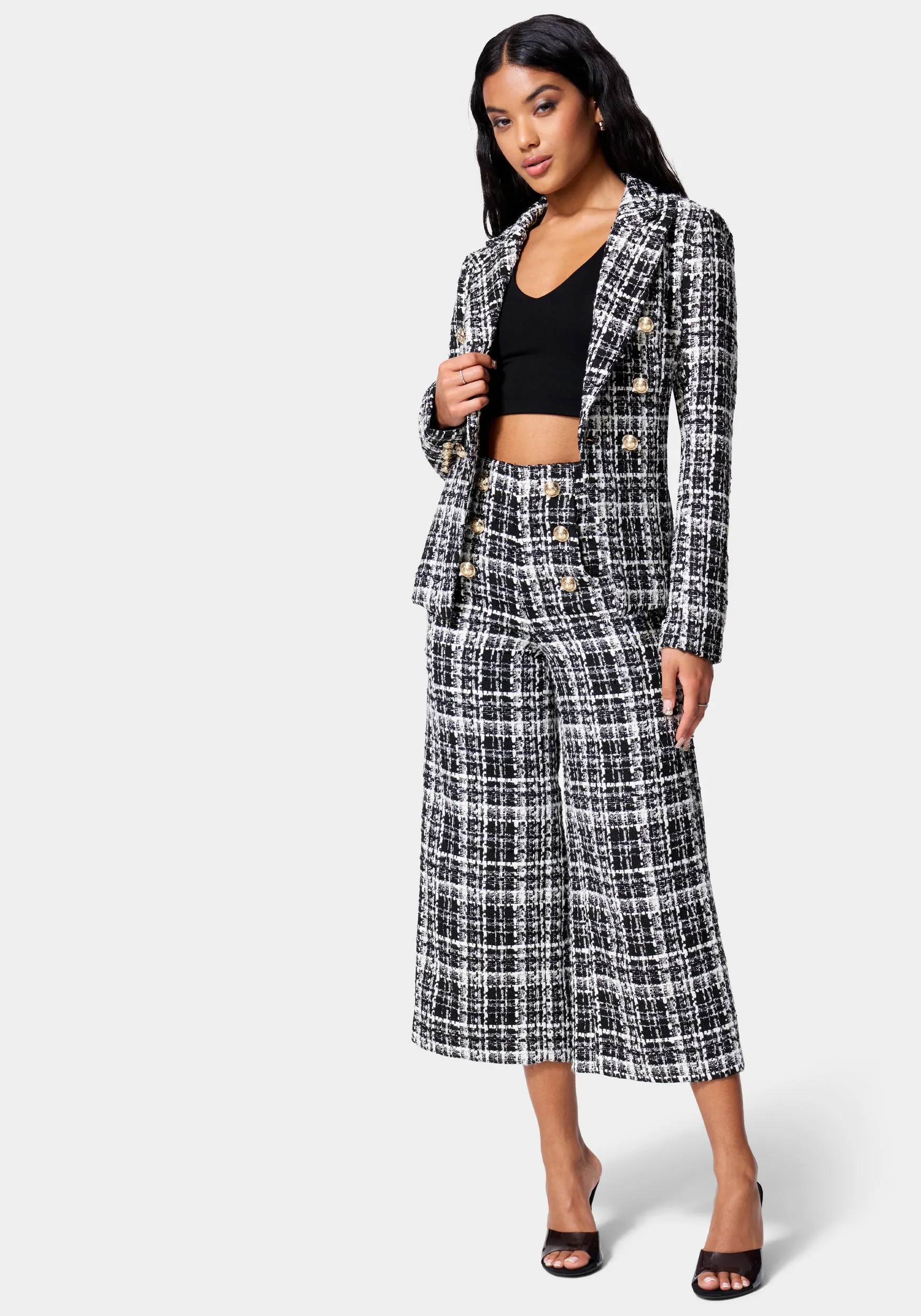 Button Detail Tailored Boucle Pant sold by Bebe product image thumbnail 2