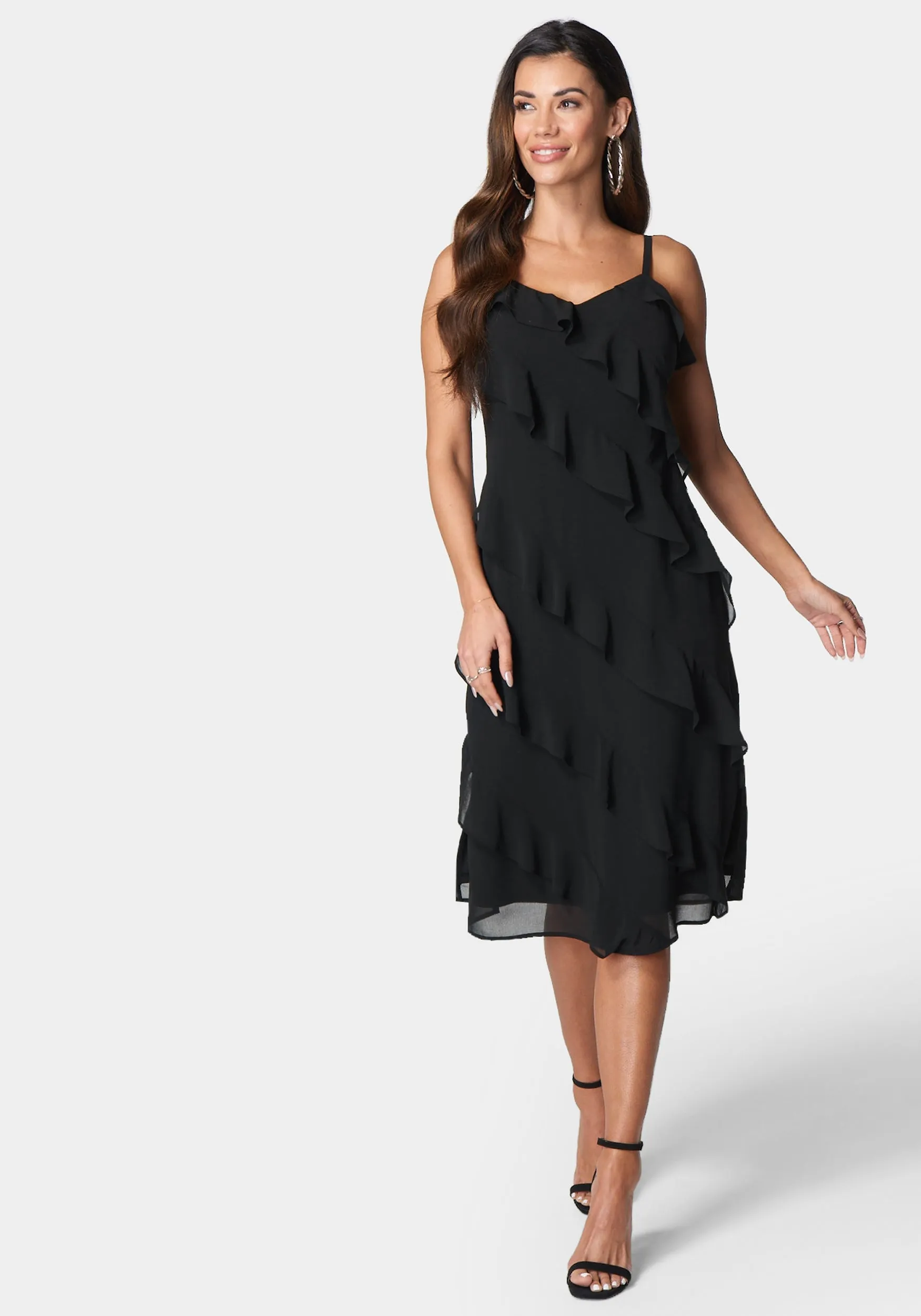 Chiffon Ruffle Slip Dress sold by Bebe