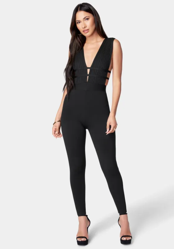 Bandage Plunge Neck Catsuit sold by Bebe