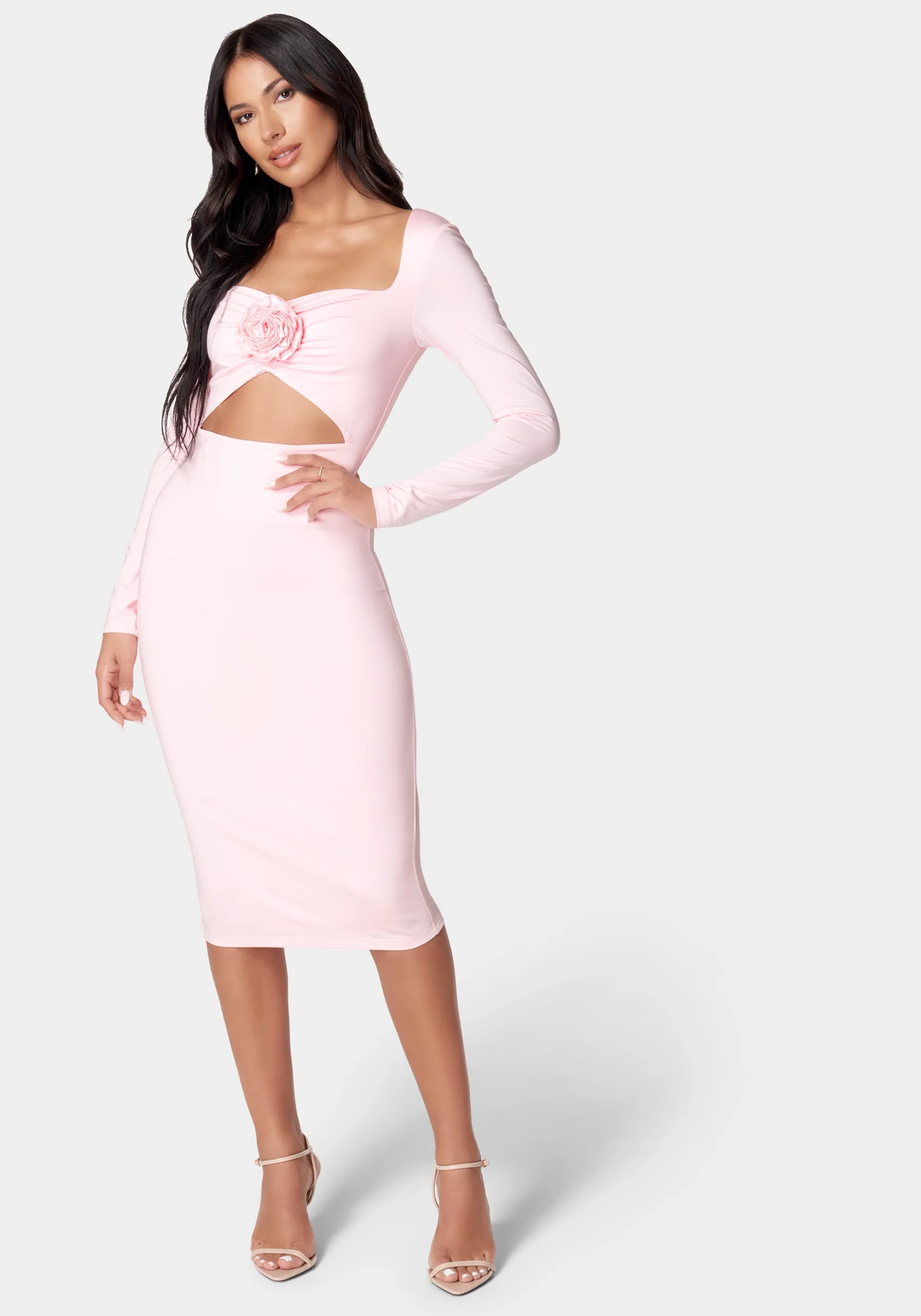 Rosette Midi Cut Out Dress sold by Bebe