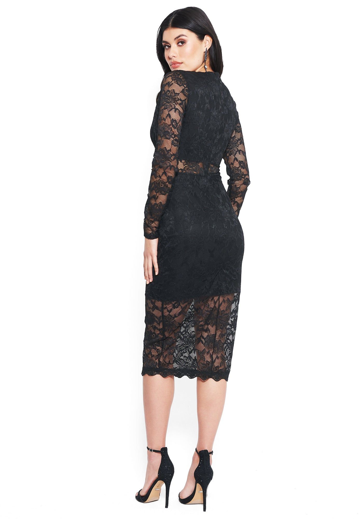All Over Lace Slit Midi Dress sold by Bebe product image thumbnail 3