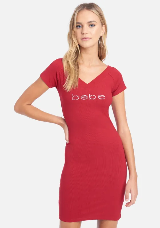 Crystal Logo Short Sleeve Double V-Neck Dress made by TC